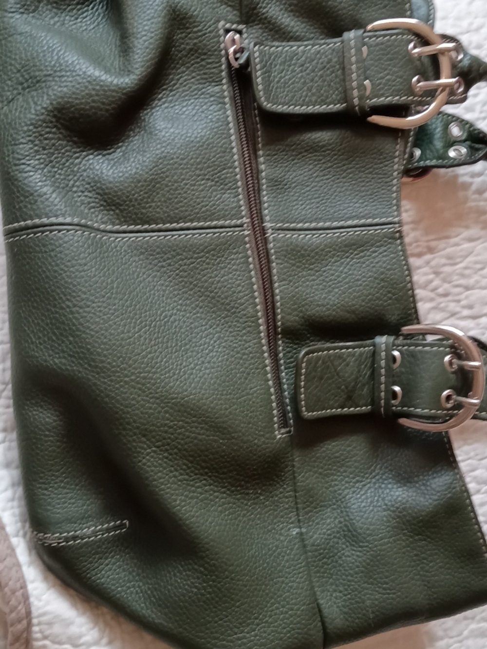 TIGNANELLO All Leather Handbag Purse, Olive Green, Like New Condition, Large - Picture 2 of 5